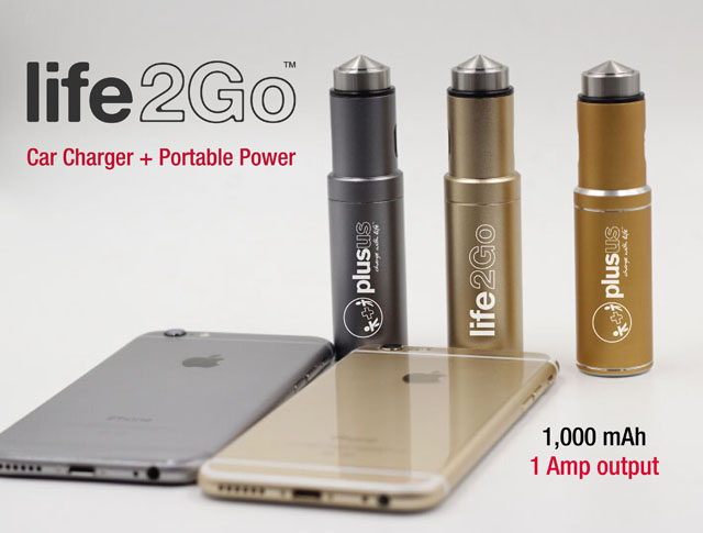 シガーソケットで充電できるバッテリー内蔵カーチャージャーLife2Goの画像